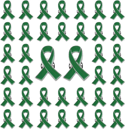 Blue Ribbon Pin, 10 Pcs Awareness Ribbons Lapel Pins Hope Brooch Enamel Jewelry Pins for Man or Women Green / 50