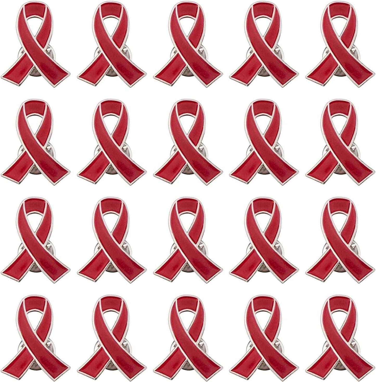 Blue Ribbon Pin, 10 Pcs Awareness Ribbons Lapel Pins Hope Brooch Enamel Jewelry Pins for Man or Women Red / 20