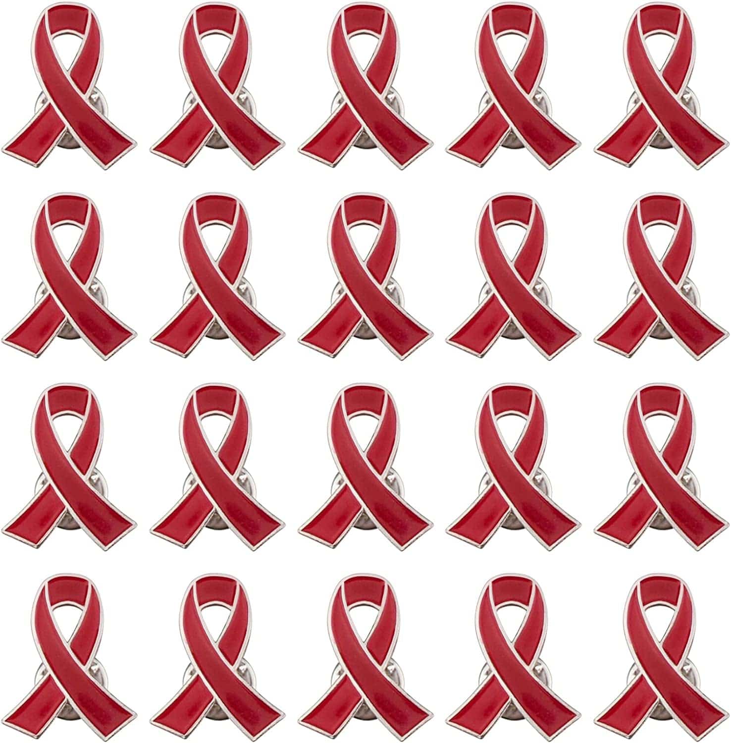 Blue Ribbon Pin, 10 Pcs Awareness Ribbons Lapel Pins Hope Brooch Enamel Jewelry Pins for Man or Women Red / 20