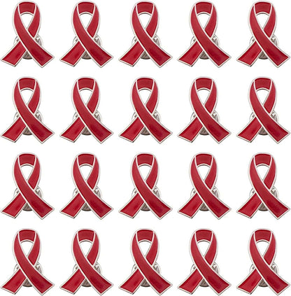 Blue Ribbon Pin, 10 Pcs Awareness Ribbons Lapel Pins Hope Brooch Enamel Jewelry Pins for Man or Women Red / 20