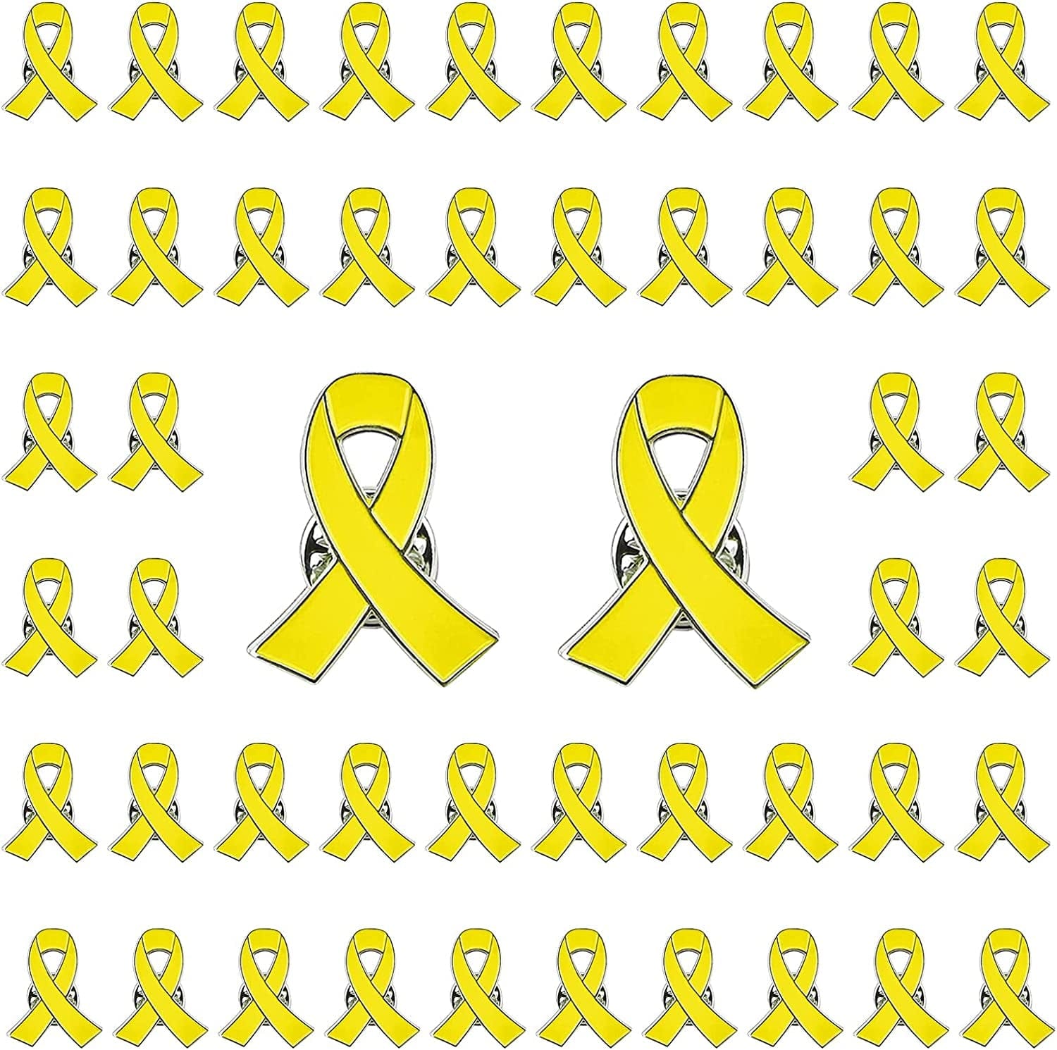 Blue Ribbon Pin, 10 Pcs Awareness Ribbons Lapel Pins Hope Brooch Enamel Jewelry Pins for Man or Women Yellow / 50