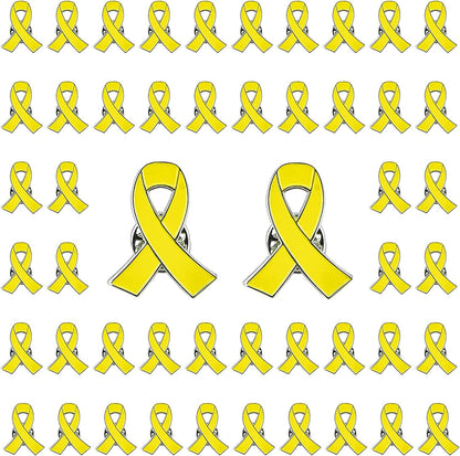 Blue Ribbon Pin, 10 Pcs Awareness Ribbons Lapel Pins Hope Brooch Enamel Jewelry Pins for Man or Women Yellow / 50