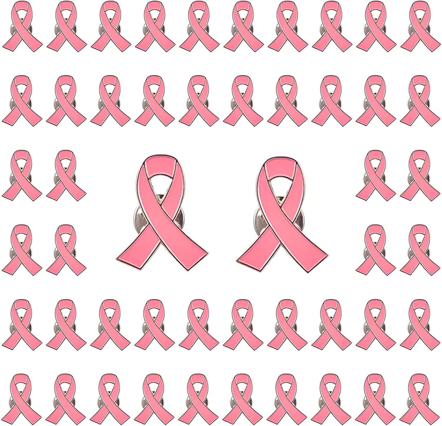 Blue Ribbon Pin, 10 Pcs Awareness Ribbons Lapel Pins Hope Brooch Enamel Jewelry Pins for Man or Women Pink / 50