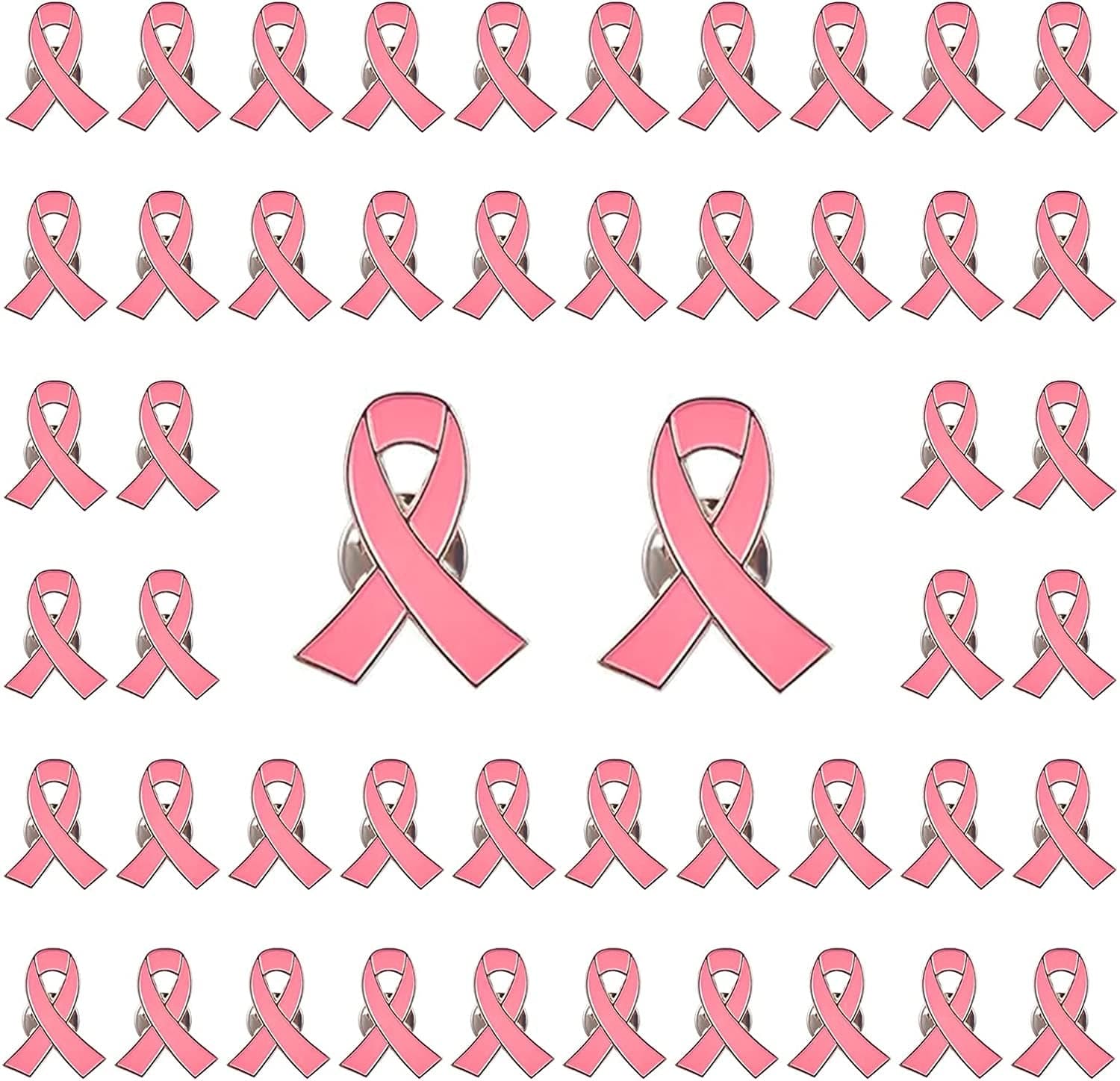 Blue Ribbon Pin, 10 Pcs Awareness Ribbons Lapel Pins Hope Brooch Enamel Jewelry Pins for Man or Women Pink / 50