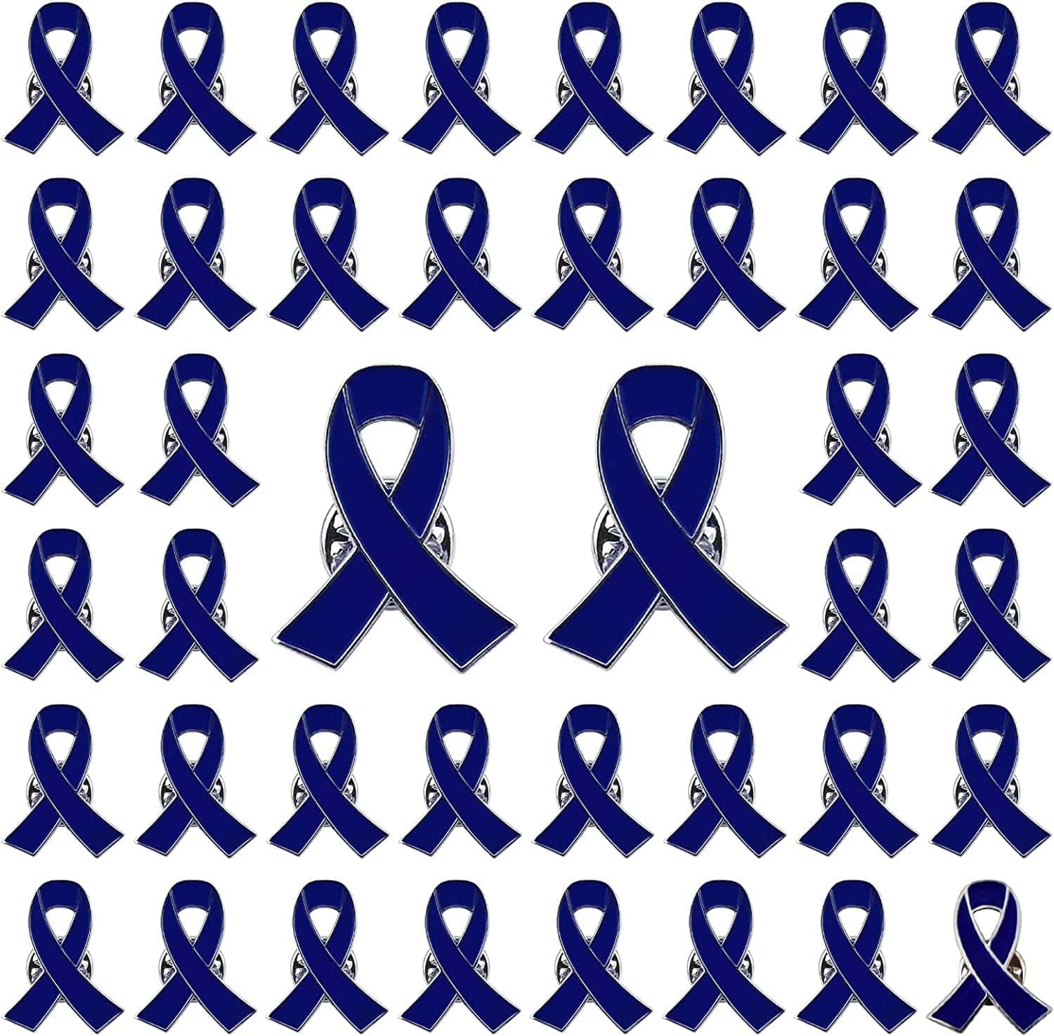 Blue Ribbon Pin, 10 Pcs Awareness Ribbons Lapel Pins Hope Brooch Enamel Jewelry Pins for Man or Women Dark Blue / 50