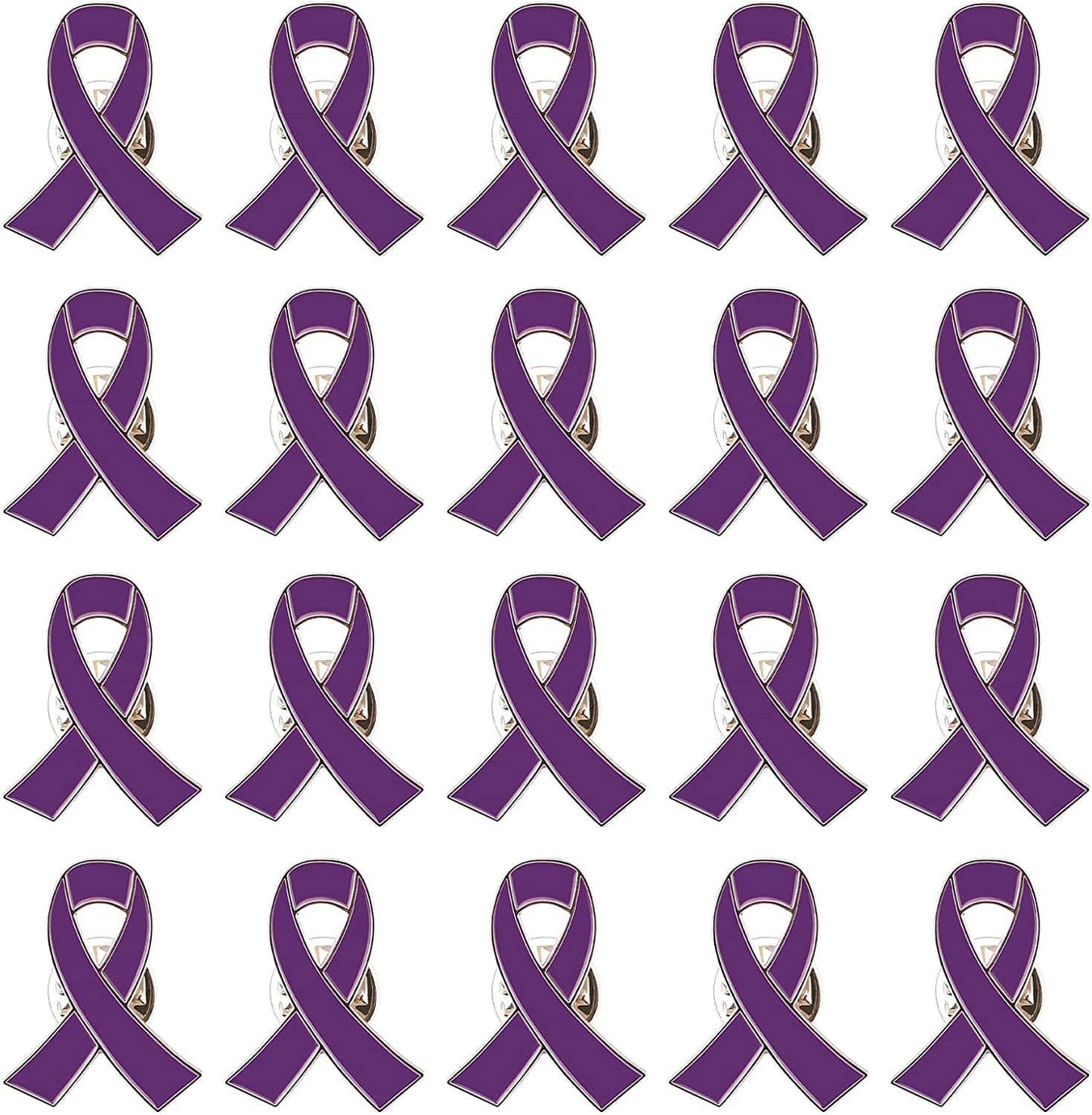 Blue Ribbon Pin, 10 Pcs Awareness Ribbons Lapel Pins Hope Brooch Enamel Jewelry Pins for Man or Women Purple / 20