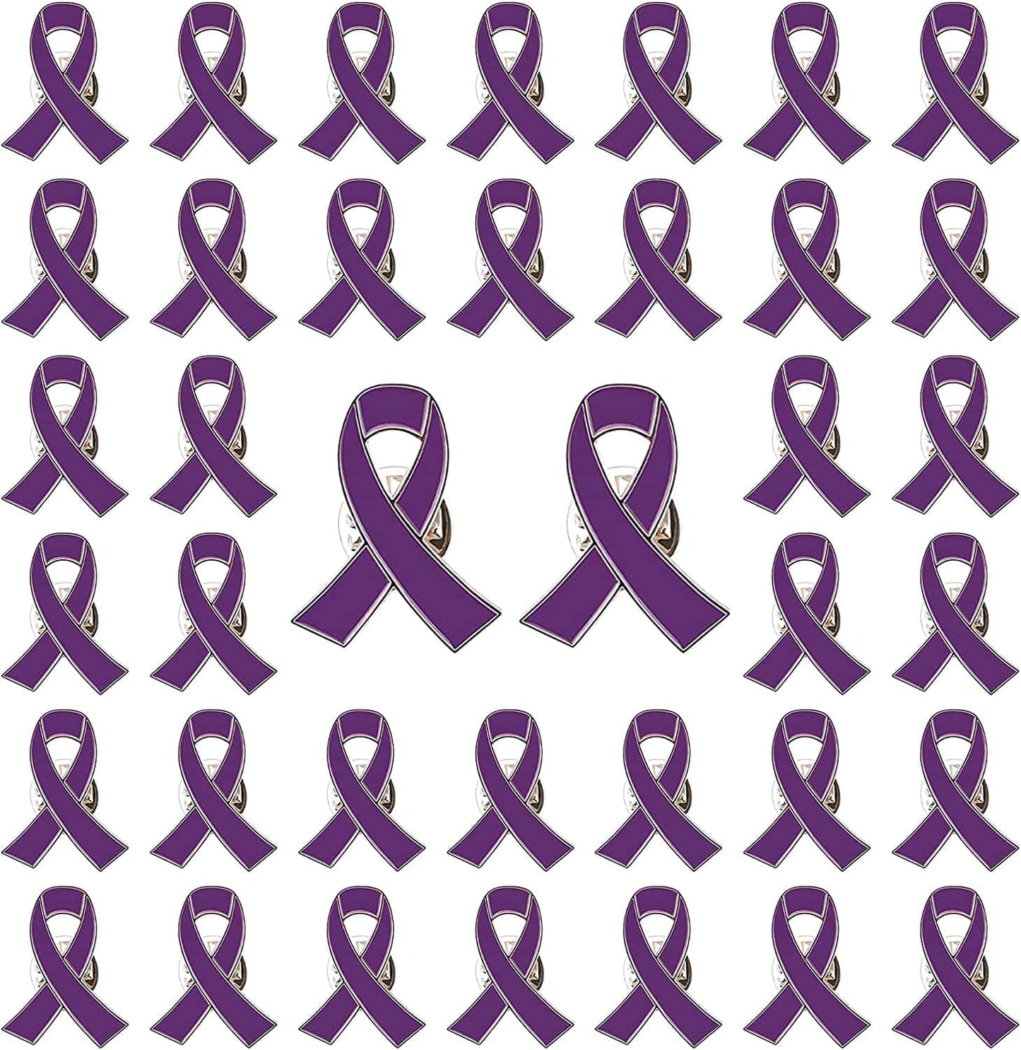 Blue Ribbon Pin, 10 Pcs Awareness Ribbons Lapel Pins Hope Brooch Enamel Jewelry Pins for Man or Women Purple / 50