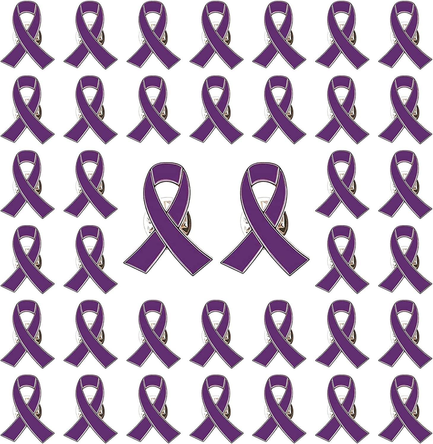 Blue Ribbon Pin, 10 Pcs Awareness Ribbons Lapel Pins Hope Brooch Enamel Jewelry Pins for Man or Women Purple / 50
