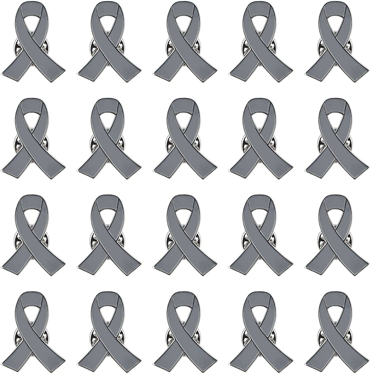 Blue Ribbon Pin, 10 Pcs Awareness Ribbons Lapel Pins Hope Brooch Enamel Jewelry Pins for Man or Women Gray / 20
