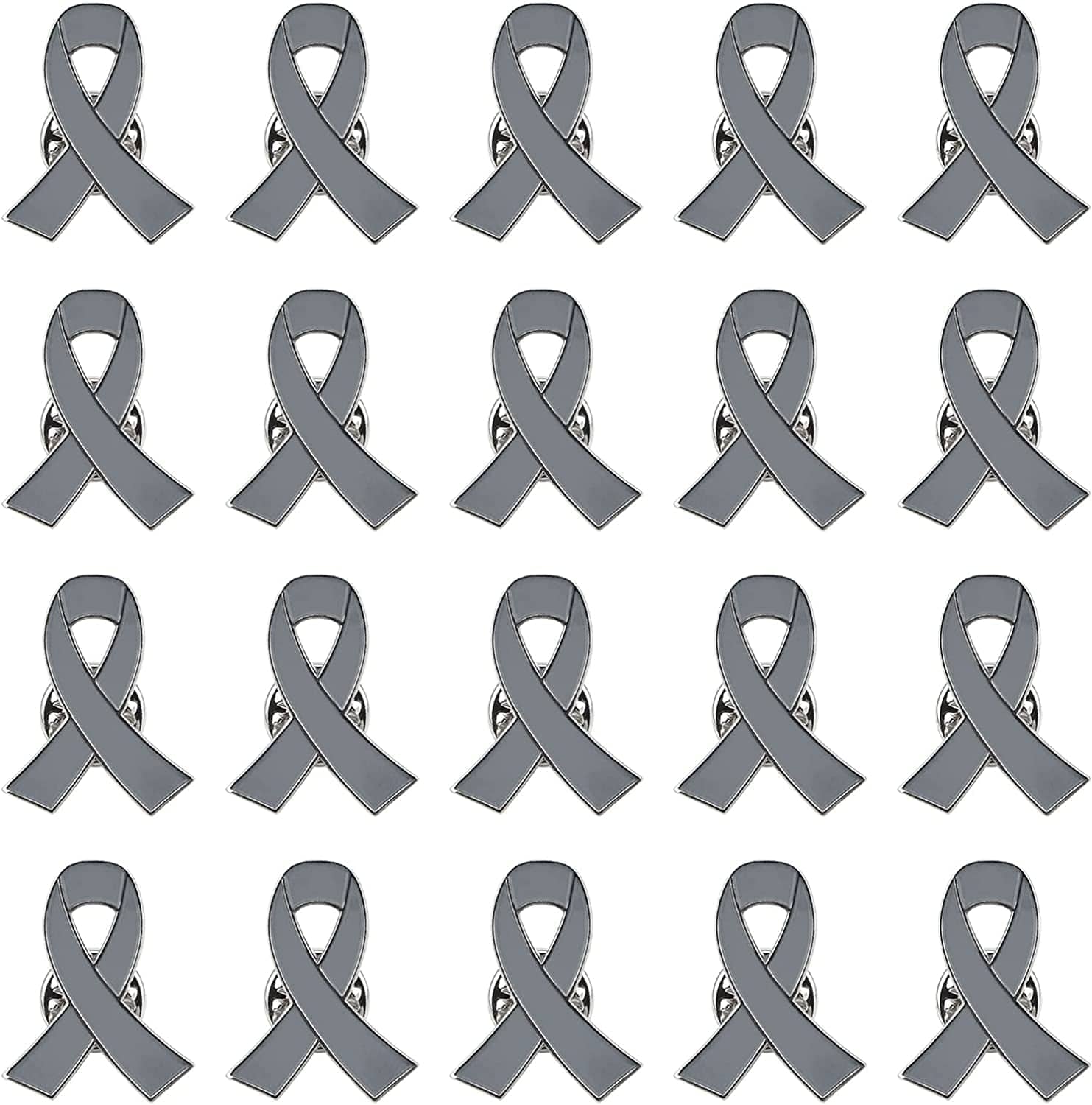 Blue Ribbon Pin, 10 Pcs Awareness Ribbons Lapel Pins Hope Brooch Enamel Jewelry Pins for Man or Women Gray / 20