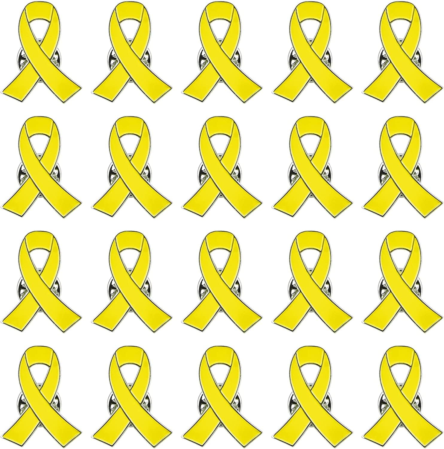 Blue Ribbon Pin, 10 Pcs Awareness Ribbons Lapel Pins Hope Brooch Enamel Jewelry Pins for Man or Women Yellow / 20