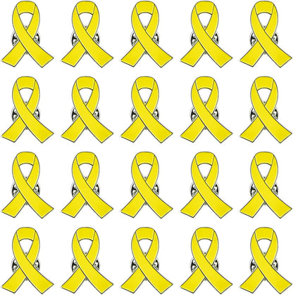 Blue Ribbon Pin, 10 Pcs Awareness Ribbons Lapel Pins Hope Brooch Enamel Jewelry Pins for Man or Women Yellow / 20