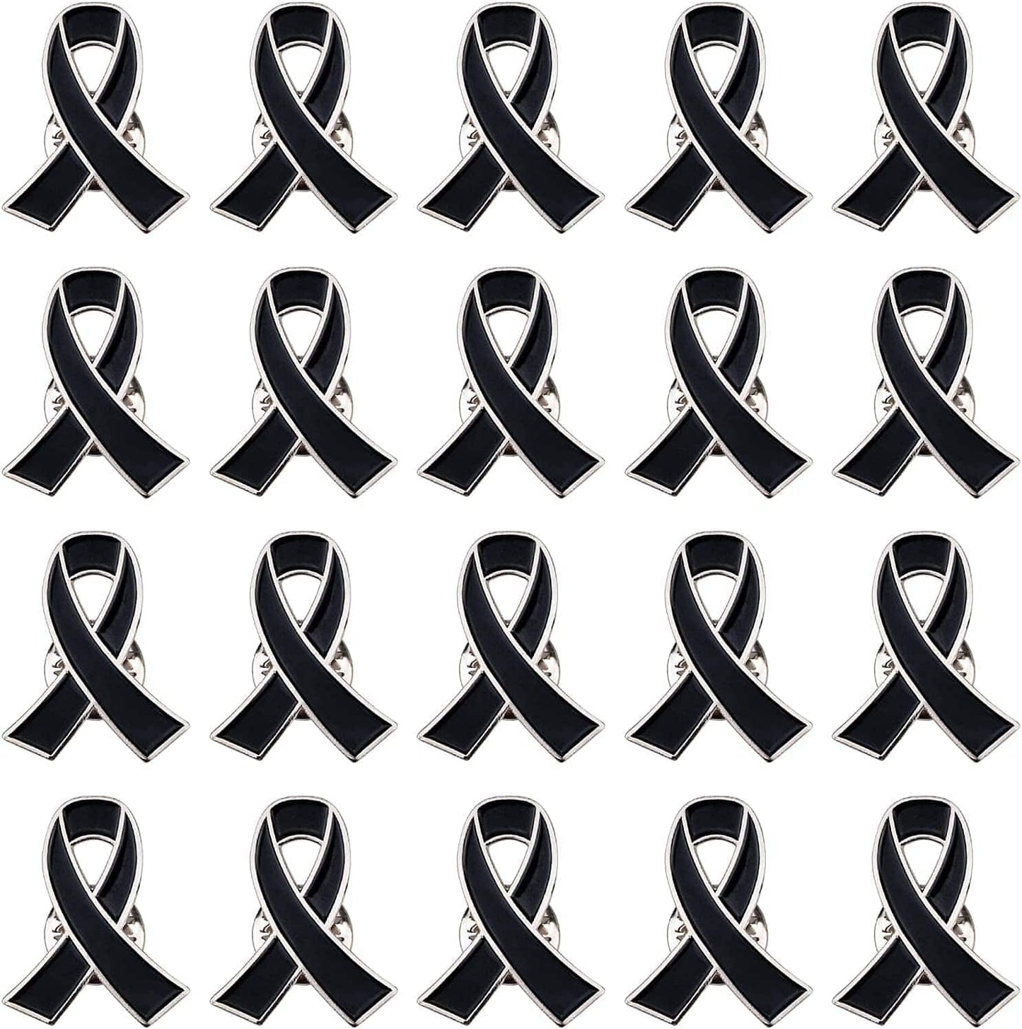 Blue Ribbon Pin, 10 Pcs Awareness Ribbons Lapel Pins Hope Brooch Enamel Jewelry Pins for Man or Women Black / 20