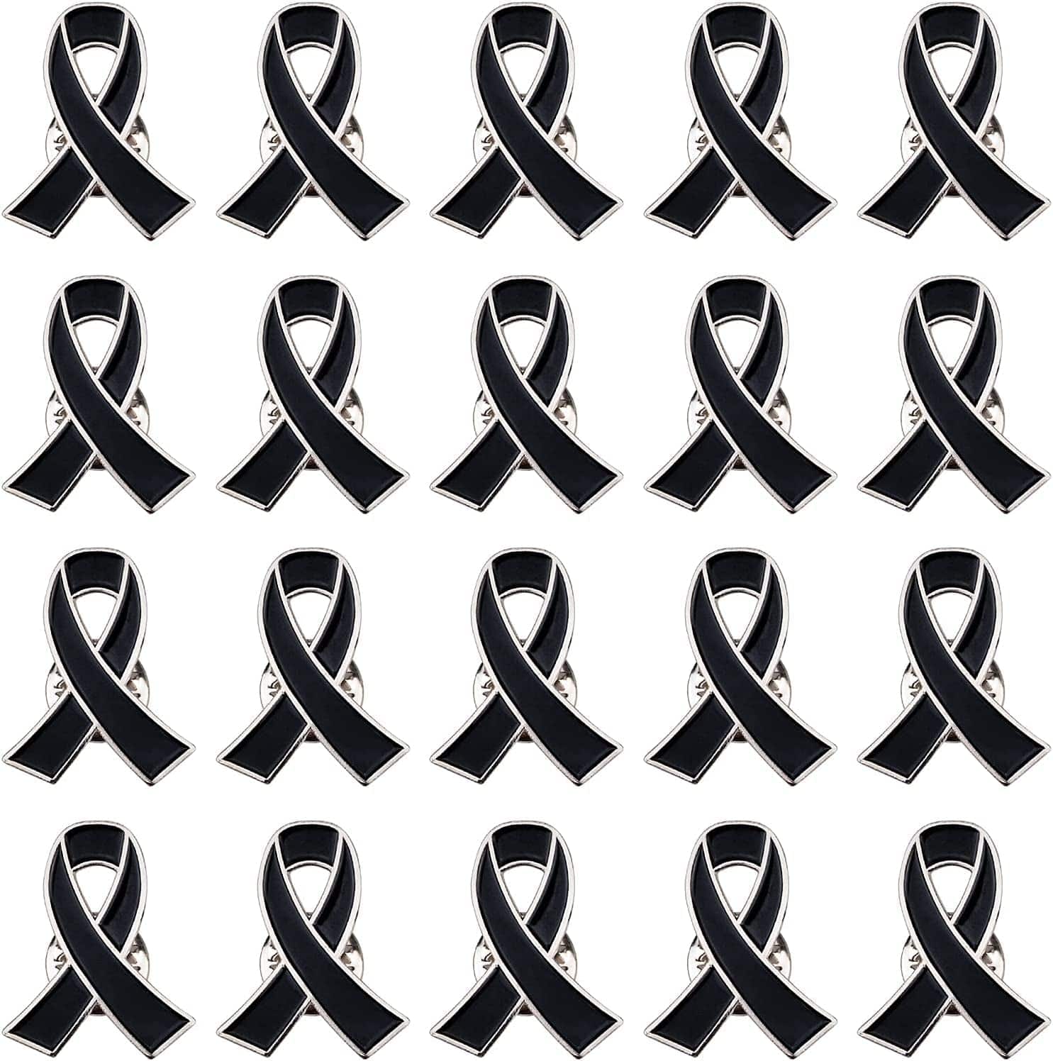 Blue Ribbon Pin, 10 Pcs Awareness Ribbons Lapel Pins Hope Brooch Enamel Jewelry Pins for Man or Women Black / 20