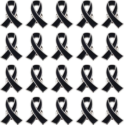 Blue Ribbon Pin, 10 Pcs Awareness Ribbons Lapel Pins Hope Brooch Enamel Jewelry Pins for Man or Women Black / 20