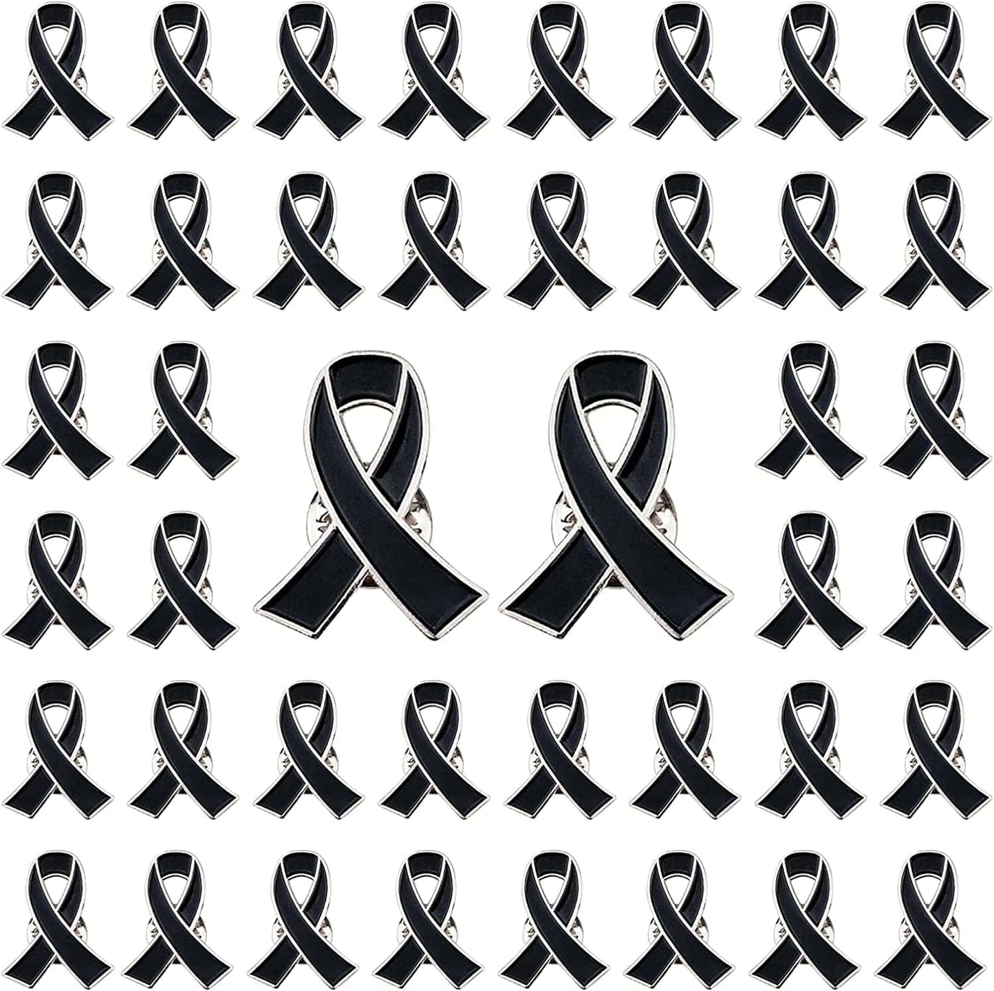 Blue Ribbon Pin, 10 Pcs Awareness Ribbons Lapel Pins Hope Brooch Enamel Jewelry Pins for Man or Women Black / 50