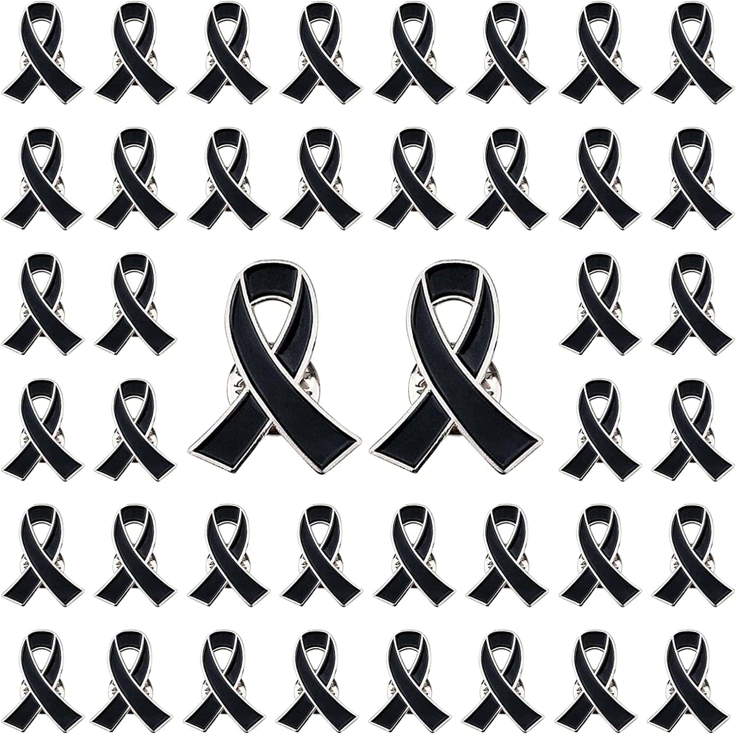 Blue Ribbon Pin, 10 Pcs Awareness Ribbons Lapel Pins Hope Brooch Enamel Jewelry Pins for Man or Women Black / 50