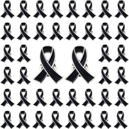 Blue Ribbon Pin, 10 Pcs Awareness Ribbons Lapel Pins Hope Brooch Enamel Jewelry Pins for Man or Women Black / 50