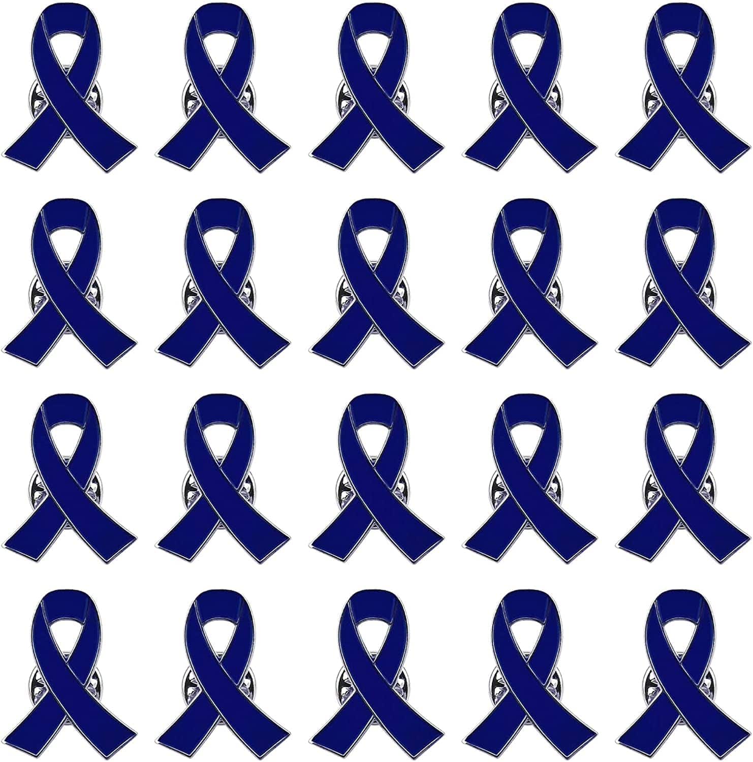 Blue Ribbon Pin, 10 Pcs Awareness Ribbons Lapel Pins Hope Brooch Enamel Jewelry Pins for Man or Women Dark Blue / 20