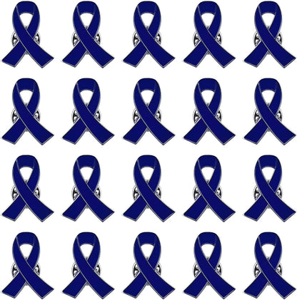 Blue Ribbon Pin, 10 Pcs Awareness Ribbons Lapel Pins Hope Brooch Enamel Jewelry Pins for Man or Women Dark Blue / 20