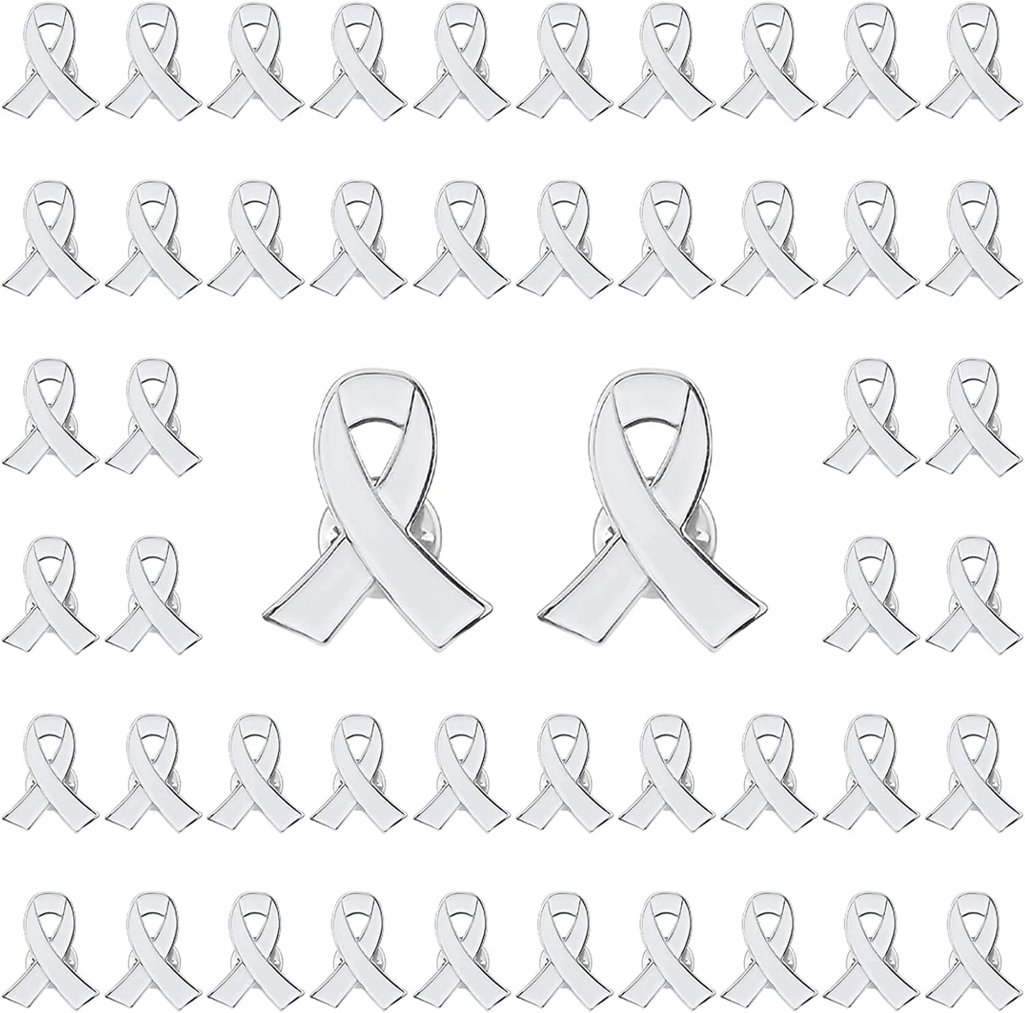 Blue Ribbon Pin, 10 Pcs Awareness Ribbons Lapel Pins Hope Brooch Enamel Jewelry Pins for Man or Women White / 50