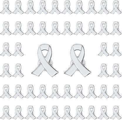 Blue Ribbon Pin, 10 Pcs Awareness Ribbons Lapel Pins Hope Brooch Enamel Jewelry Pins for Man or Women White / 50