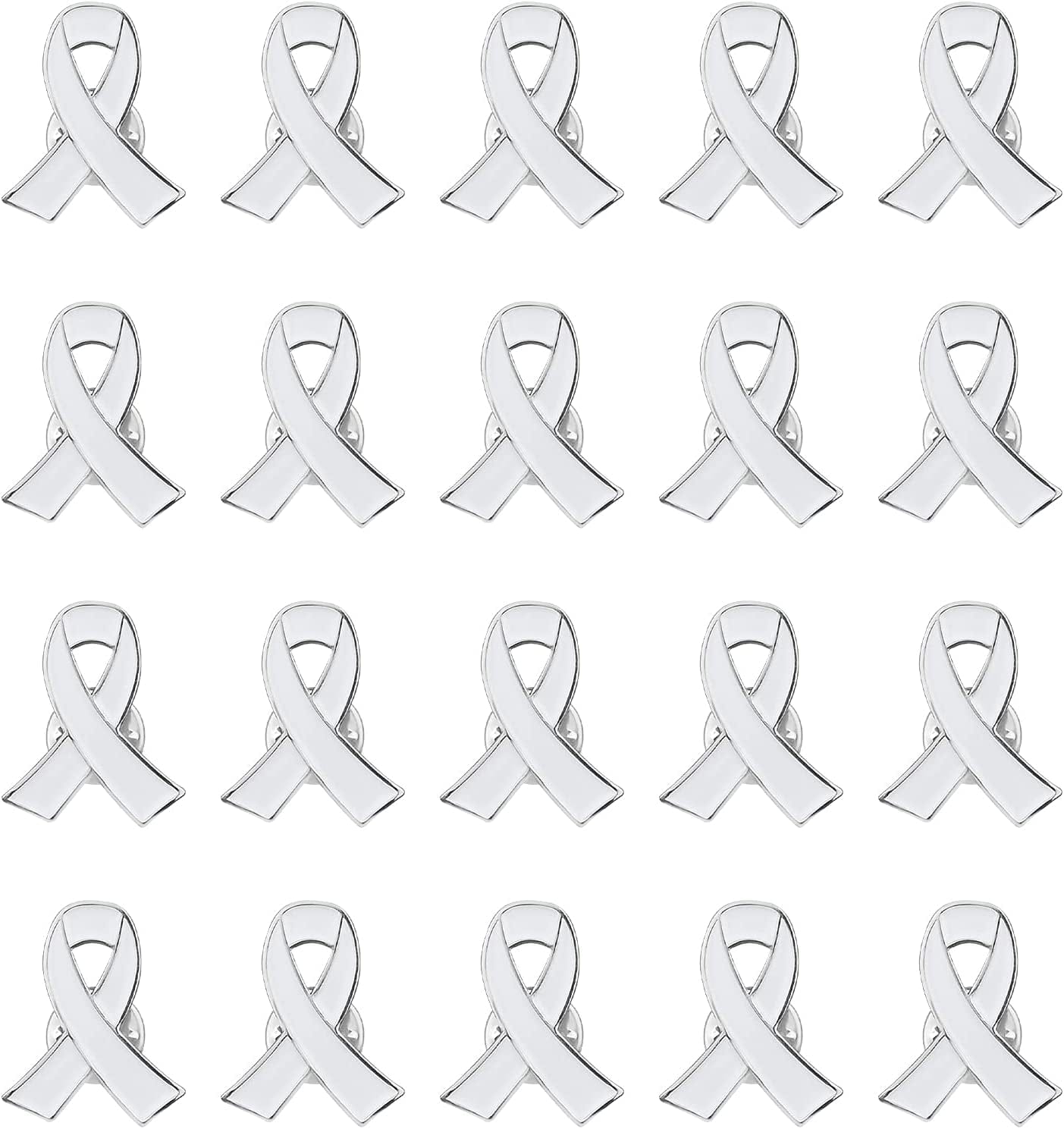 Blue Ribbon Pin, 10 Pcs Awareness Ribbons Lapel Pins Hope Brooch Enamel Jewelry Pins for Man or Women White / 20