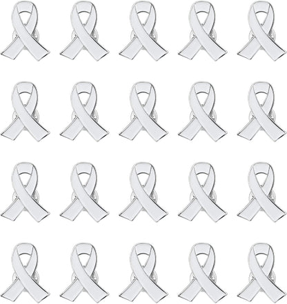 Blue Ribbon Pin, 10 Pcs Awareness Ribbons Lapel Pins Hope Brooch Enamel Jewelry Pins for Man or Women White / 20