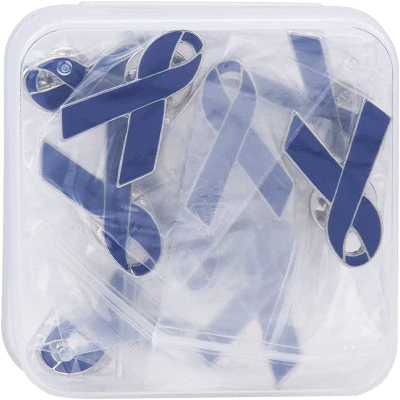 Blue Ribbon Pin, 10 Pcs Awareness Ribbons Lapel Pins Hope Brooch Enamel Jewelry Pins for Man or Women