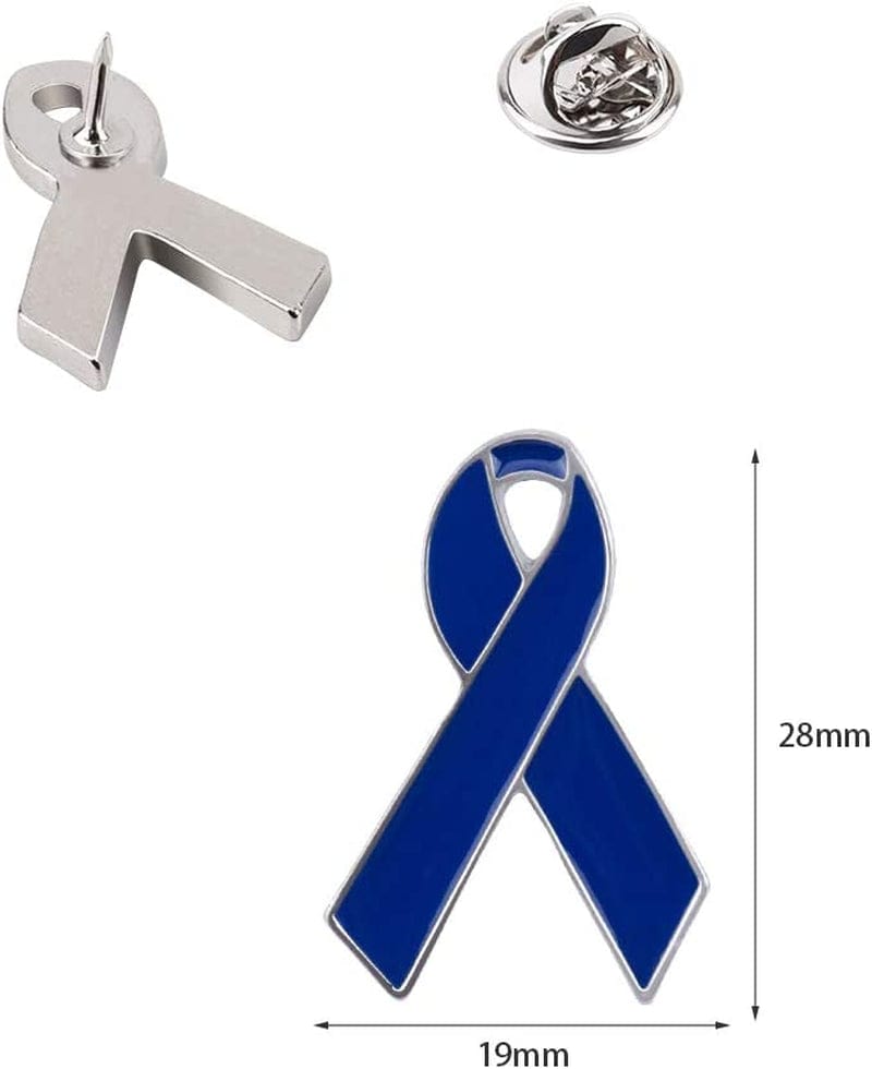 Blue Ribbon Pin, 10 Pcs Awareness Ribbons Lapel Pins Hope Brooch Enamel Jewelry Pins for Man or Women