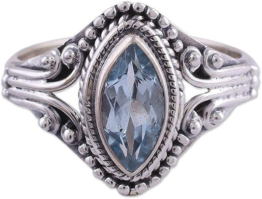 Blue Topaz .925 Sterling Silver Ring, Morning Luxury' 11