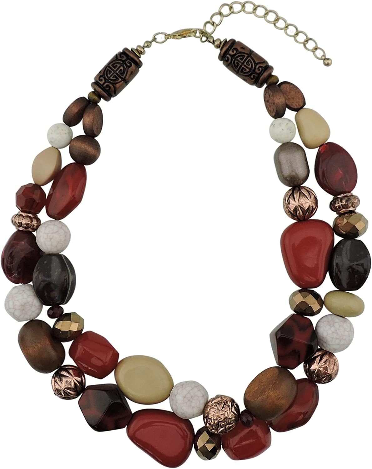 BOCAR 2 Layer Statement Chunky Beaded Fashion Collar Necklace for Women Gifts wine