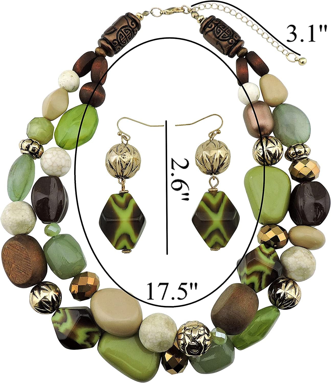 BOCAR 2 Layer Statement Chunky Beaded Fashion Collar Necklace for Women Gifts