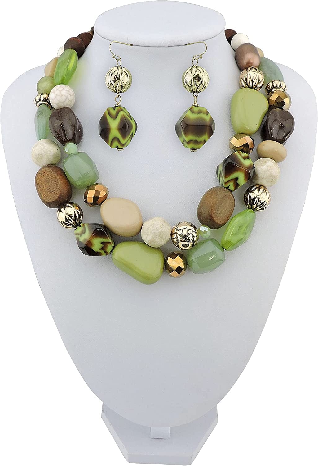 BOCAR 2 Layer Statement Chunky Beaded Fashion Collar Necklace for Women Gifts