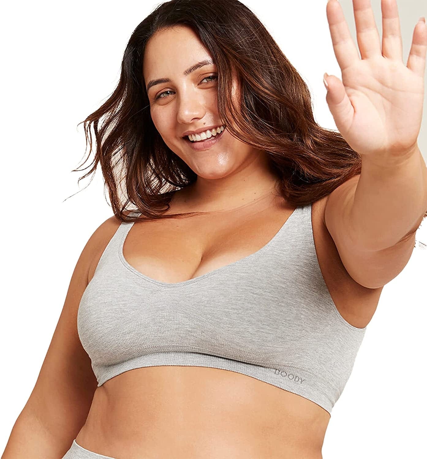 Body Ecowear Women'S Padded Shaper Bra, Wireless, Seamless Stretch, Soft Breathable, Bamboo Viscose Light Grey - 1 Pack / One Size-Small