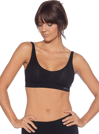 Body Ecowear Women'S Padded Shaper Bra, Wireless, Seamless Stretch, Soft Breathable, Bamboo Viscose Black - 2 Pack / X-Small