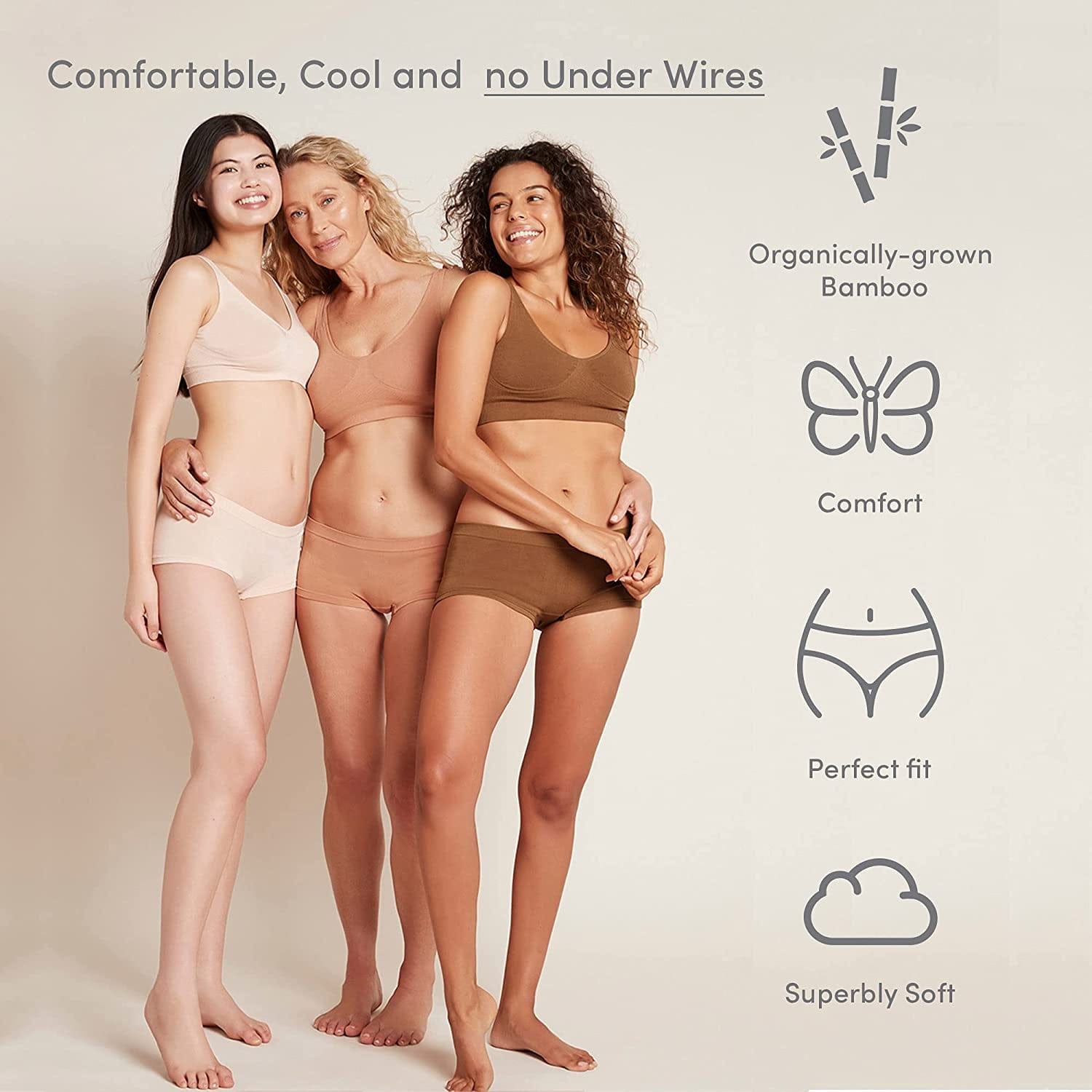 Body Ecowear Women'S Padded Shaper Bra, Wireless, Seamless Stretch, Soft Breathable, Bamboo Viscose