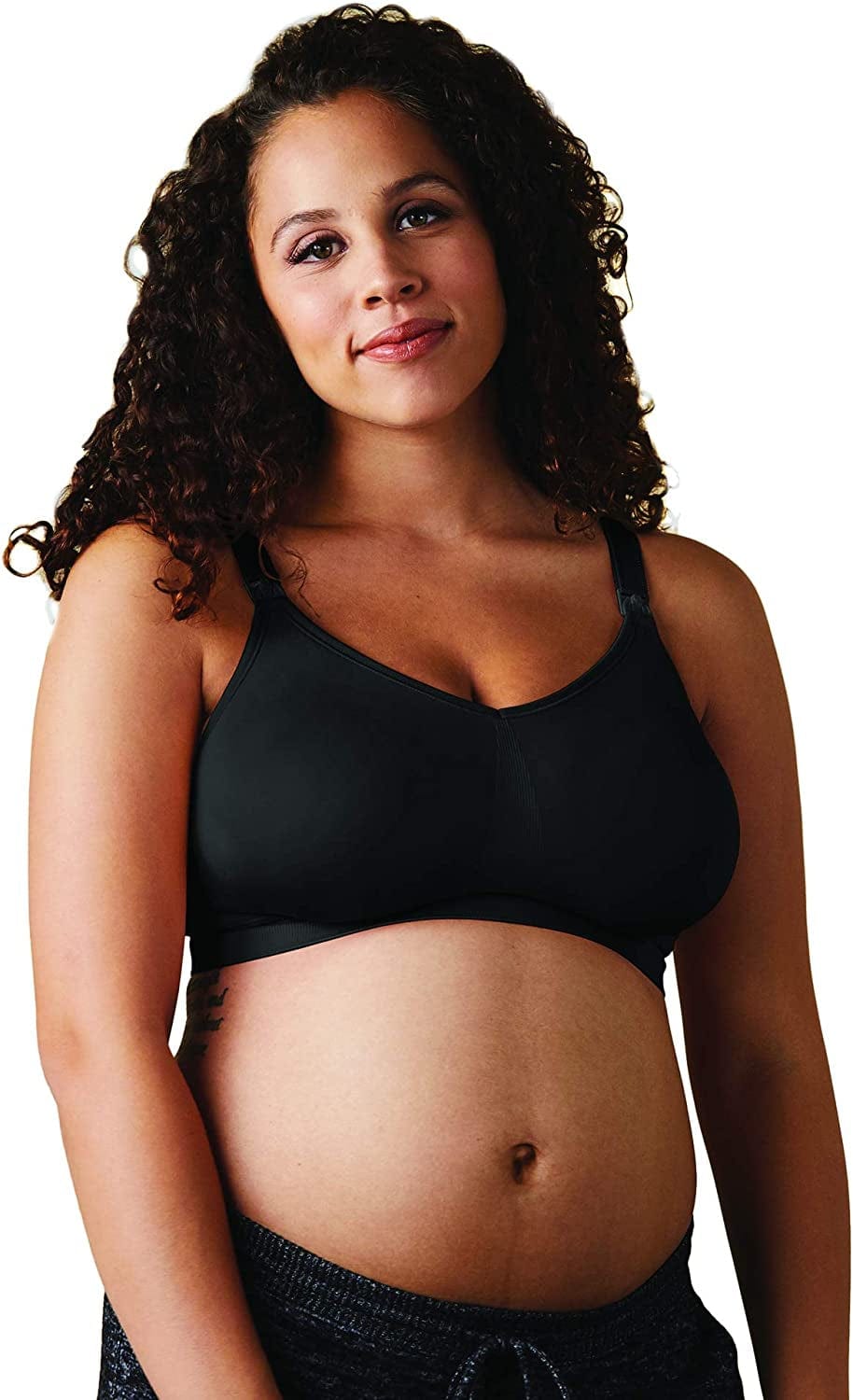 Body Silk Seamless Wireless Maternity & Nursing Bra | A, B, C, D, DD/E, DDD/F Cup Black / XX-Large
