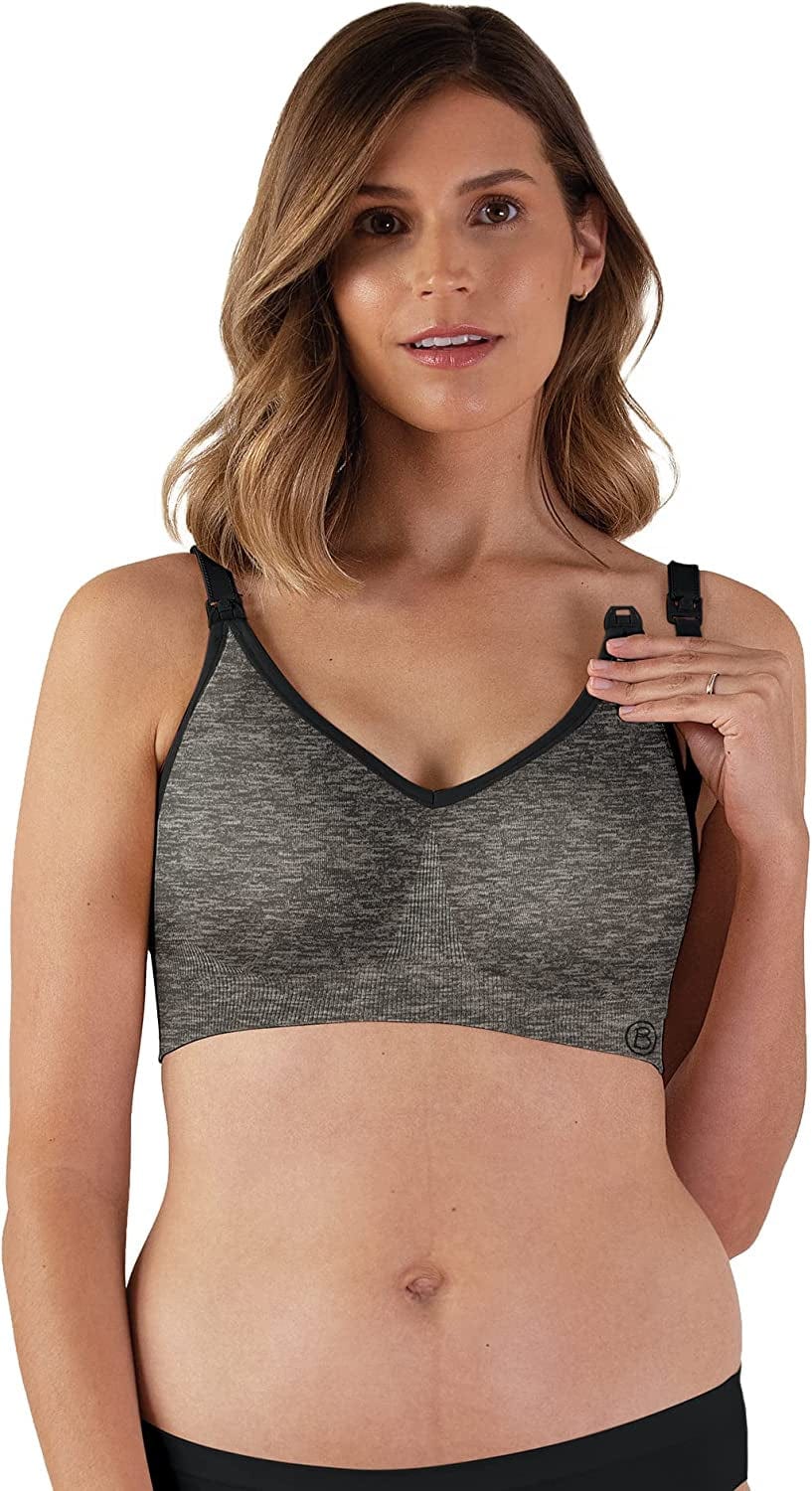 Body Silk Seamless Wireless Maternity & Nursing Bra | A, B, C, D, DD/E, DDD/F Cup Charcoal Heather / Large