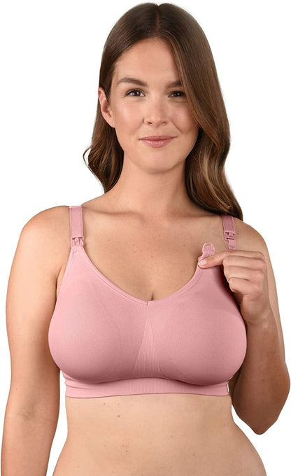 Body Silk Seamless Wireless Maternity & Nursing Bra | A, B, C, D, DD/E, DDD/F Cup Dusted Peony - Sustainable Fabric / X-Large