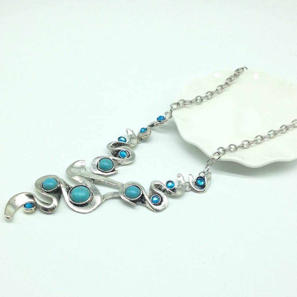 Bohemian Jewelry Set, Turquoise Pendant Necklace Earring, Retro Vintage Boho Style Chunky Jewelry Decorative Vintage Neckl 79X7Cm UFE225316P8 0