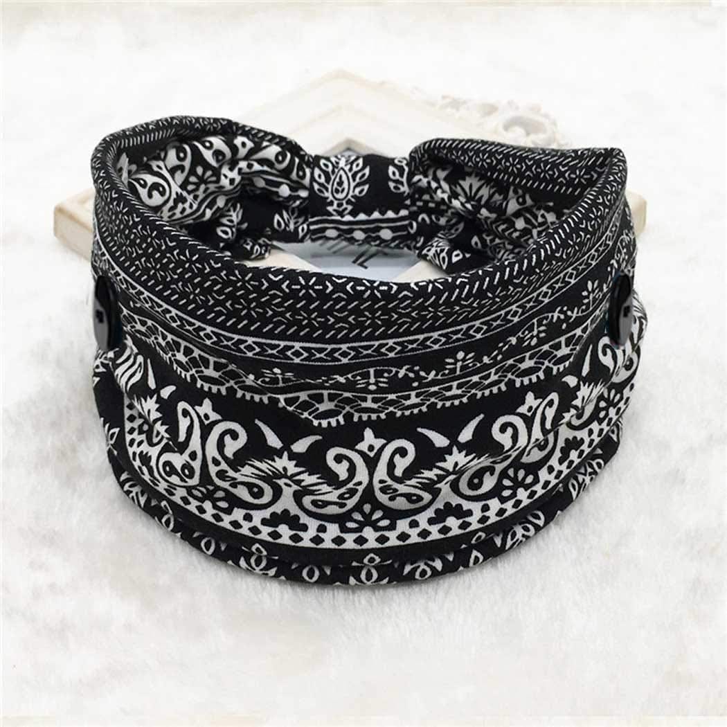 Bohend Boho Headbands Wide Knotted Hair Bands Fashion Printing Bandeau Travel Stretchy Cotton Headband Sport Yoga Hair Accessories for Women and Girls (A) Apparel & Accessories > Clothing Accessories > Bandanas & Headties Bohend   