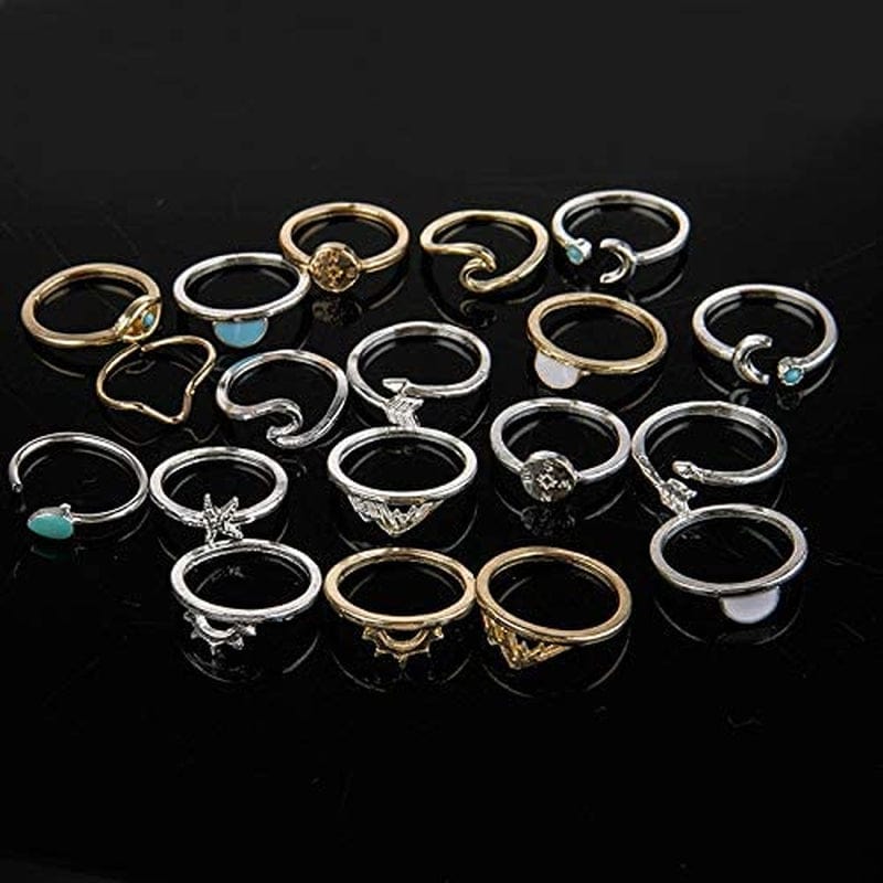 Boho Retro Stackable Rings Sets for Teens Girls Women Rhinestone Knuckle Joint Finger Kunckle Nail Ring Sets