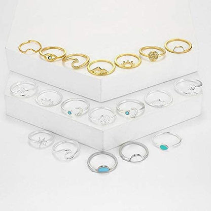 Boho Retro Stackable Rings Sets for Teens Girls Women Rhinestone Knuckle Joint Finger Kunckle Nail Ring Sets