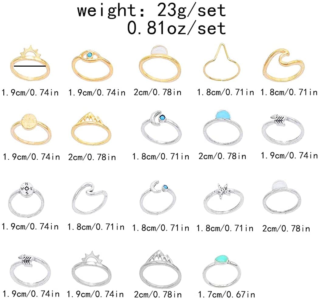 Boho Retro Stackable Rings Sets for Teens Girls Women Rhinestone Knuckle Joint Finger Kunckle Nail Ring Sets