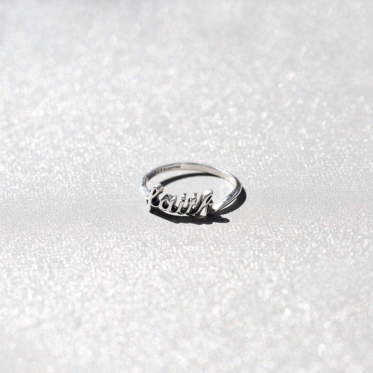 Boma Jewelry Sterling Silver Faith Script Ring