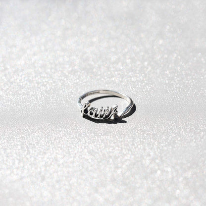 Boma Jewelry Sterling Silver Faith Script Ring