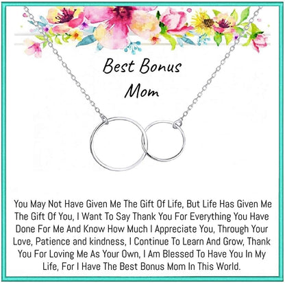 Bonus Mom Stepmom Birthday Gift, Step Mom Necklace, Stepmom Jewelry Silver