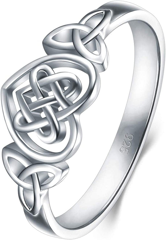 BORUO 925 Sterling Silver Ring Celtic Knot Heart High Polish Tarnish Resistant Eternity Wedding Band Stackable Ring celtic knot 1 / 7