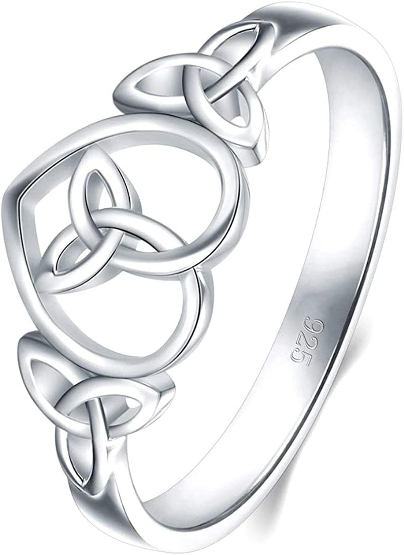 BORUO 925 Sterling Silver Ring Celtic Knot Heart High Polish Tarnish Resistant Eternity Wedding Band Stackable Ring, Benefiting the American Red Cross. 8